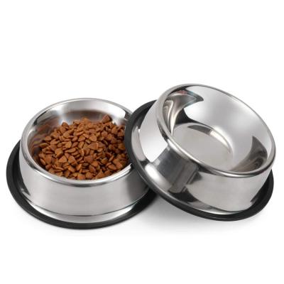 China Wholesale Viable Dog Bowl Stainless Steel Non-slip Cat Bowl With Rubber Base Pet Bowl for sale