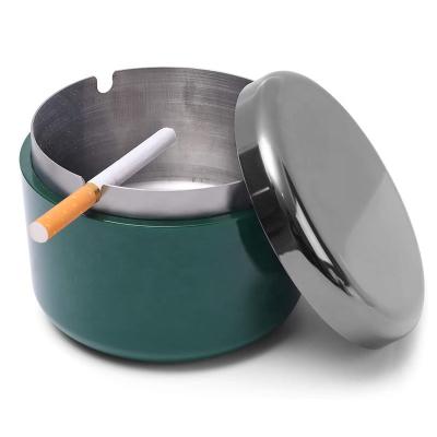 China For Office Home Outdoor Indoor Cigarette Use Luxury Stainless Steel Tabletop Ashtray With Lid Cigarette Ashtray For Indoor Or Outdoor Use Ash Holder For Smokers for sale