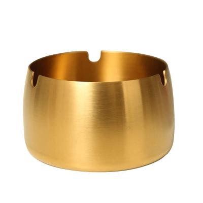 China For Office Indoor Outdoor Home Cigarette Use Customer Logo Windproof Stainless Steel Gold Ashtray 3 Sizes 8cm 9cm 10cm Cigar Ashtray Metal Ashtray for sale