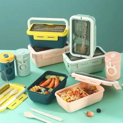 China Freshness Preservation Safe Microwave PP Kids Takeaway Lunch Box Bento Food Container With Cutlery for sale