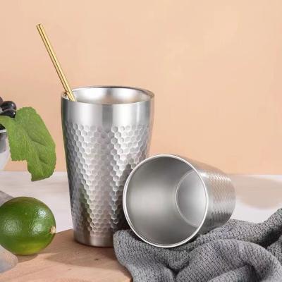 China Silver Color Insulaterd 16oz Stainless Steel Tumbler 500ml Hammered Hot Cup Mug for sale