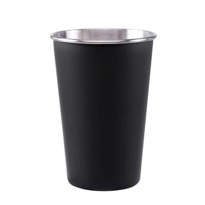 China 500ml 16oz Stainless Steel Tumbler Pint Cup Single Wall Viable Black Colored Beer Mug for sale