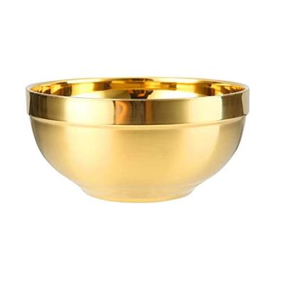 China Double Wall Stainless Steel Soup Bowl Rice Bowl Ramen Sustainable Gold Color Insulated Bowls for sale