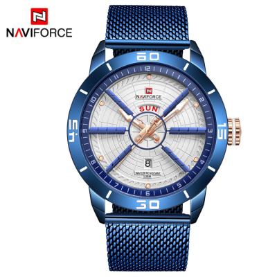 China Water Resistant NAVIFORCE 9155 Luxury Sport Watch Mesh Steel Date Week Waterproof Quartz Watch for Men for sale