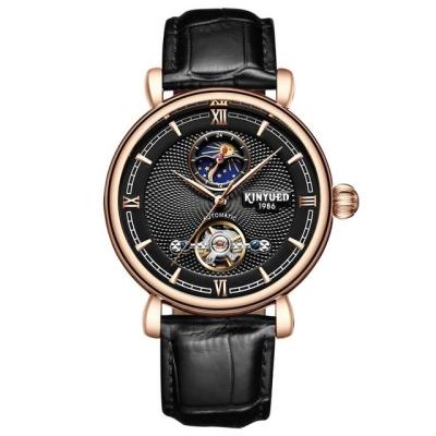 China Water Resistant KINYUED JYD-J031Luxury Brand Tourbillon Automatic Skeleton Watch Men Mechanical Moon Phase Self-Wind Mens Watches for sale