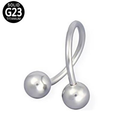 China GZN ASTM F136 Punk Titanium Single Twists with 2 Balls Nose Ring Piercing Jewelry Wholesale for sale