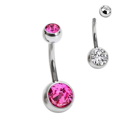 China G23 / ASTM F136 Punk Titanium Piercing Double Jewelry Jeweled Belly Button Rings Externally Markets For Woman for sale