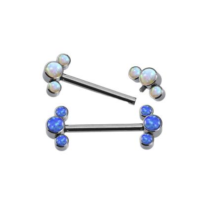 China Punk Body Jewelry Navel Piercing Nailed Lip Nail Eyebrow G23/ASTM F136 Titanium 3-Opal Stone Internally Threaded Top Nipple for sale