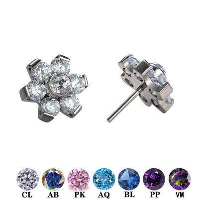 China GZN G23 ASTM F136 Threadless Punk Titanium Threadless CZ Navel Nailed Lip Nail Eyebrow Earrings Body Jewelry Piercing Accessories for sale