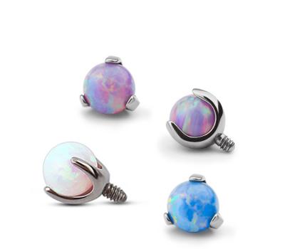 China Punk Body Jewelry G23/ASTM F136 Opal Stone Prong Set G23 Titanium Titanium Piece For Internally Threaded for sale