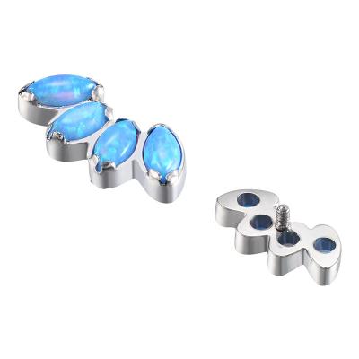 China Punk Body Jewelry Navel Piercing Nailed Top Labret Marquise Opal Stone Blaze Set Lip Nail Eyebrow Nippler ASTM F136 Titanium 5 Fan for sale