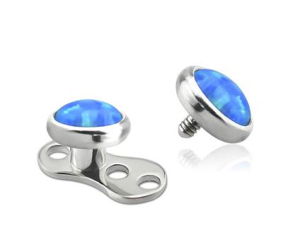 China ASTM F136 Punk Titanium Dermal Anchor With Bezel Set Zircon / Opal Sparkle Top Body Piercing Jewelry for sale