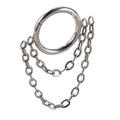 China Punk Circle Piercing 316L Stainless Steel Layered Chains Nose Rings Cartilage Earring Circle Nipple Rings Piercing Body Jewelry for sale