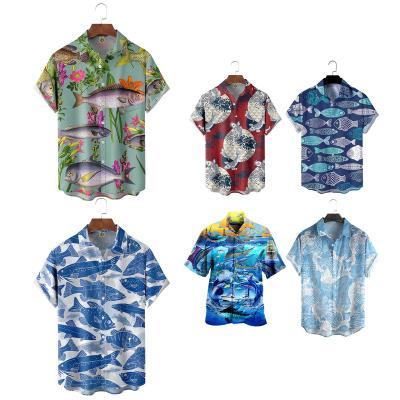 China Anti-wrinkle Hawaiian Shirt Cotton Silk Hawaiian Casual Shirt Beach Summer Custom Printed Hawaiian Shirt for sale