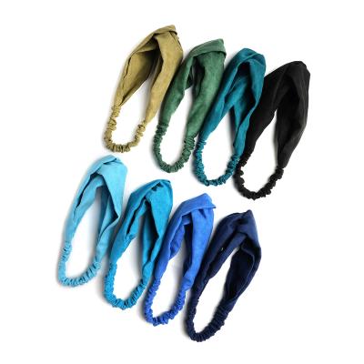 China Amazon fashion new hot sale design headband for women blue and green plain simple headband girls wig hair accessories for sale