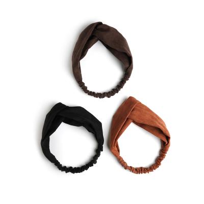 China European and American brown hair band series autumn winter style brown color new girl cross elasic headband fow and black for sale