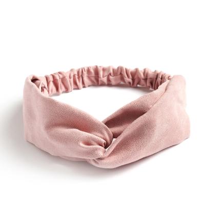 China Cute fancy women's fow headband sale girls suede knot headband daily life soft hot popular sweet pink hair accessories for sale