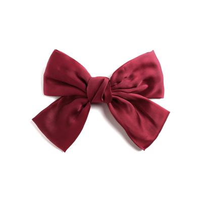 China Large bow hairpin girls hair accessories bowknot ponytail clip spring clips women new color soft soft pure satin for sale