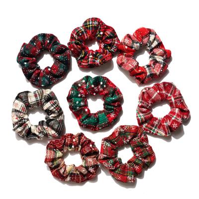 China Christmas Gift Scrunchies For Headband Autumn Winter Festival Gift Wholesale Cloth Girls Women Elastic Hair Ropes Hair Accessories for sale