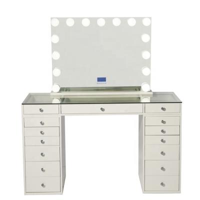 China ILUMAY Trendy White Nordic Makeup Vanity Table With Lighted Mirror / Drawers for sale