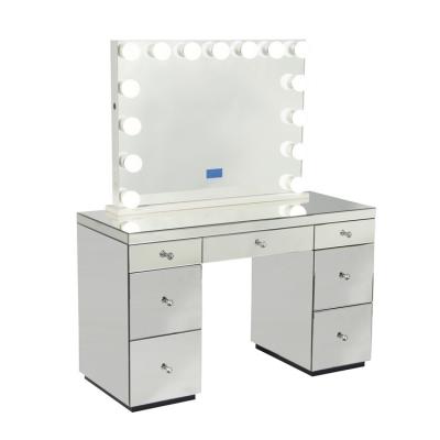 China ILUMAY Mirrored Vanity Luxury Clear Glass Mirrored Dressing Table for sale