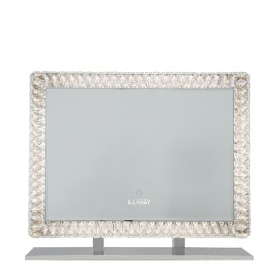 China ILUMAY Rectangle Diamond Mirror Lighted Vertical Glass Sparkling Crushed Vanity for sale