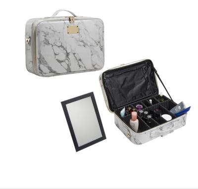 China Fashion Travel Makeup Bags Cosmetic Case Professional Marble Waterproof Storage Train Bag Portable Bags For Makeup Brushes for sale