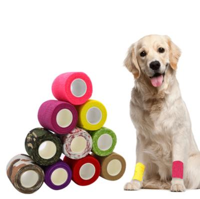 China wholesale 2.5/5/10cm*4.5m 96% nonwoven+4% spandex breathable self-adhesive pet medical bandage elastic bandages for sports fixing finger wrist leg for sale