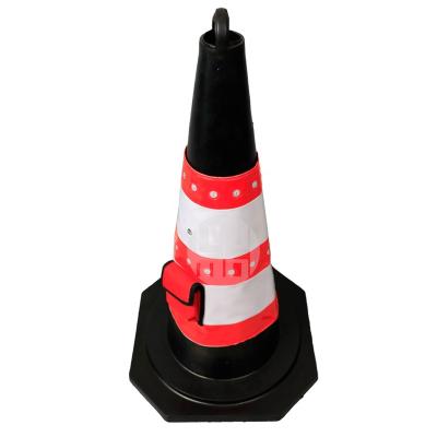 China Roadway Safety DINGWANG High Visibility PVC Coating LED Reflective Safety Cone Collar Traffic Cone Cover for sale