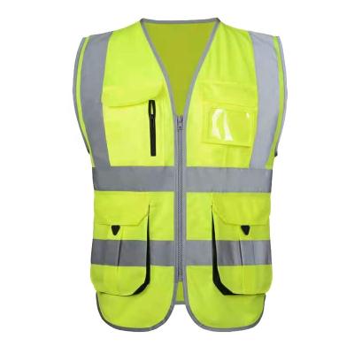 China Best Quality Custom Yellow-Orange Polyester Yellow-Orange Reflective Vest Safety Breathable Reflective Vest DINGWANG Safety Reflective Vest for sale