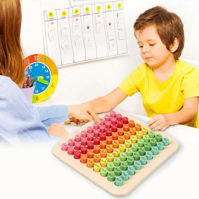 China NEW Eco-Friendly Material Math Toy Montessori Materials 9x9 Math Multiplication Table Learning Early Education Digital Wooden Toys For Children for sale