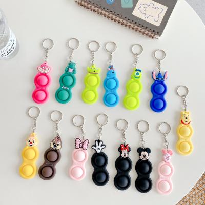 China Eco-Friendly Stress Reliever Material Anti Push Pops Bubble Popper Toy Anxiety Relief Autism Cartoon Sensory Key Chain For Kids Adults for sale