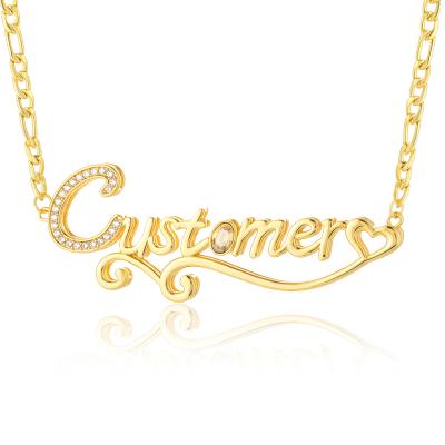 China Custom Letter Necklace High Quality Custom Name 925 Silver Oxide 925 Silver Zirconium Diamond Necklace Jewelry Bling Gold Plated Personalized Gift for sale