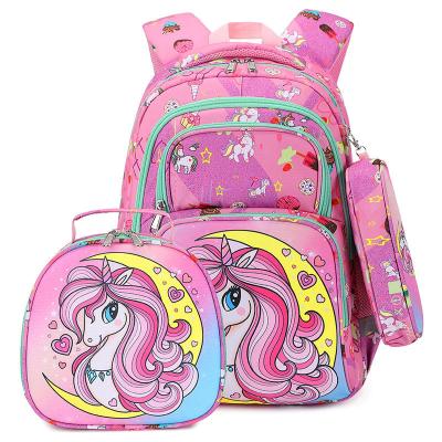 China - Waterproof - Wear-Resistant Breathable - 2023 Anti-SH New Super Cute Little Dinosaur and Unicorn Graffiti Children's Backpack School Bag Three-piece Set for sale