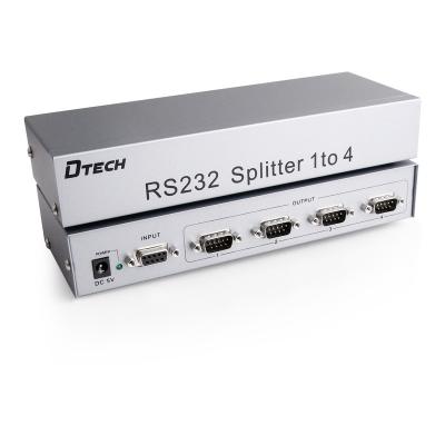 China Portable DTECH hot selling RS232 splitter 1x4 connector type DB9 port 5V/1A power supply for sale