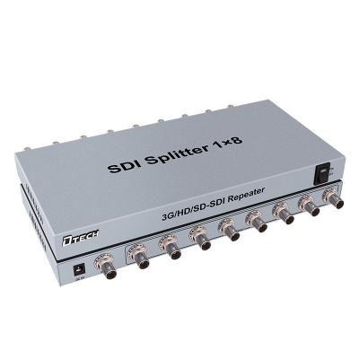 China Metal Dtech Factory Price SDI signal extenison Support 8 bits 12 bits Dark Technology 1 in 8 out HD SDI Splitter 1X8 for sale