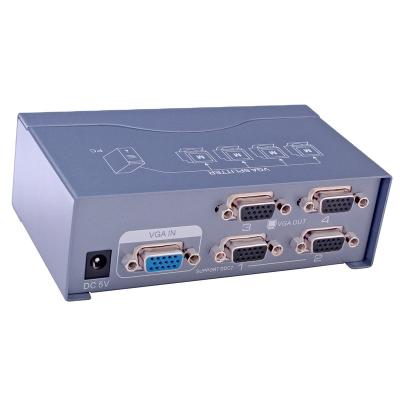 China Each output signal port supports three-level cascade DTECH High Resolution 250 MHz 1 In 4 Out Four Port VGA Splitter For Education Training for sale