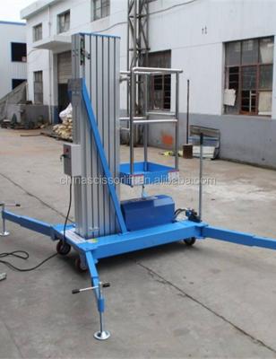 China Widely Hydraulic Single Mast Lift Stock Picker Aluminum Lift for sale