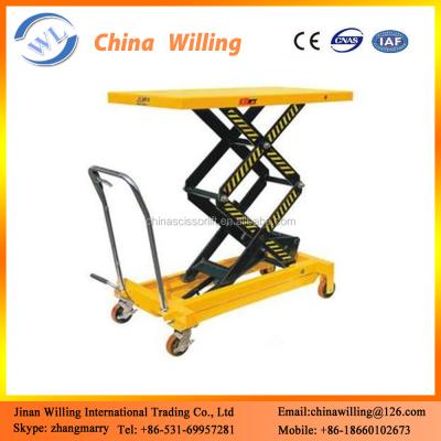 China Easy Operation Safety Convenience 500kg Manual Hydraulic Lift/Hydraulic Lift Trolley/Hydraulic Lift Trolley for sale