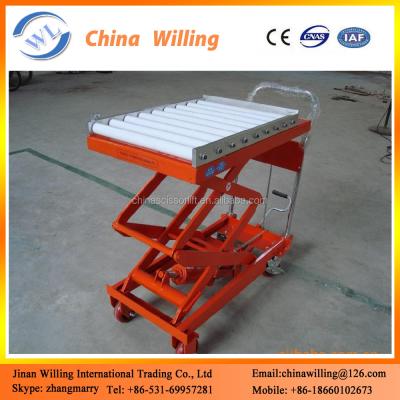 China Easy Hydraulic Scissor Lift Convenience Safety Operation Trolley Roller Conveyor Industrial Scissor Lift Table for sale