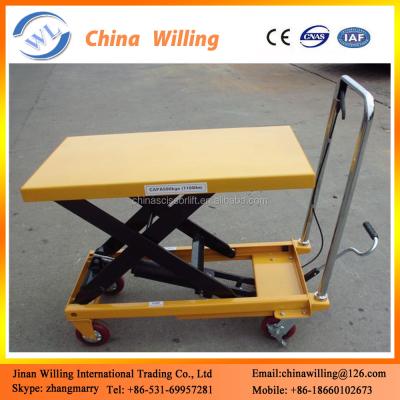 China Safety Easy Operation Hydraulic Scissor Lift Manual Trolley / Portable Hydraulic Trolley Lifter for sale