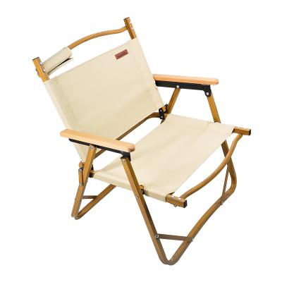 China Custom Retail Modern Wooden Outdoor Folding Beach Beech Logo Water Proof Heavy Duty Camping Foldable Platform Chairs With Footstool for sale