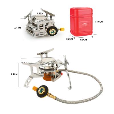 China New Arrivals Portalable Manual Cookware Increasing Gas Burner Mini Small Portable Folding Windproof Outdoor Camping Stove Set for sale