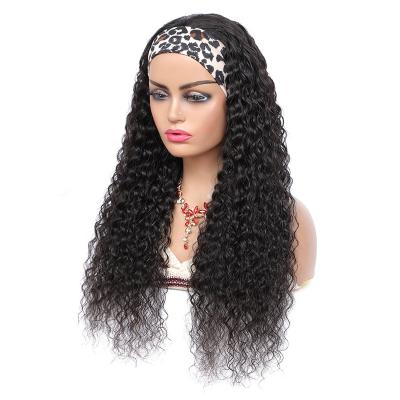 China 100% Hair Hot Sales In EUR USA And New Fashion 100% Lace Frontal Human Hair Wig Headband Water Wave Afro Adjustable Lace Wig for sale