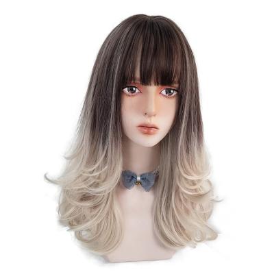 China Wholesale Synthetic Clog Queen Brown Wig With Bangs Short Wavy Curly Wigs For Women for sale