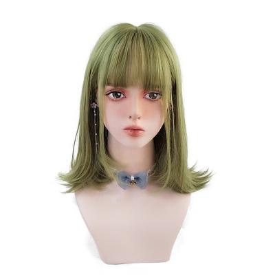 China Clog Queen Machine Made Wig 13 Inches Green Synthetic Cosplay Wig For Woman for sale