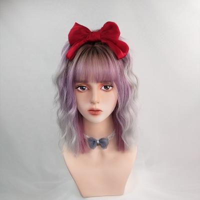 China Ombre Clog Queen's Long Hair Synthetic Hair Wigs Heat Resistant Purple Female Curly Wigs for sale