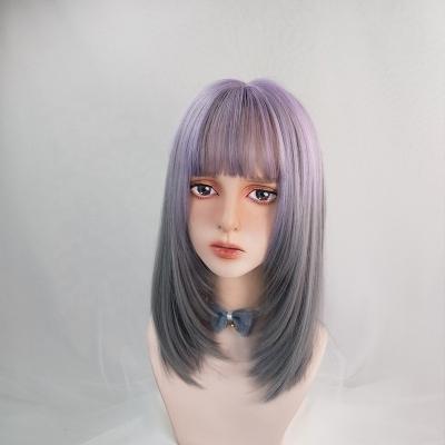 China Clog Queen Women Long Heat Resistant Hair Synthetic Purple Ombre Hair Wig for sale