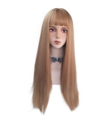 China Clog Queen Hair Blonde Straight Long Synthetic Wigs With Bangs Women's Costume Wig Hair Replacement Heat Resistant Wig for sale