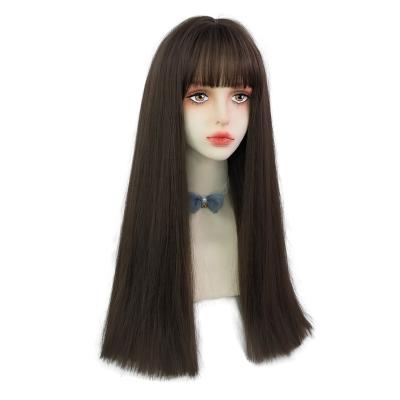 China Wholesale Heat Resistant Straight Queen Wig 130% Density Machine Made Synthetic Wigs Long for sale